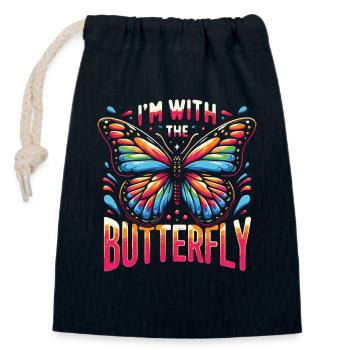 Papillon Monarque Papillon Papillons Colorés - Sac cadeau en coton avec cordon (14 x 20 cm) - bleu marine - Devant