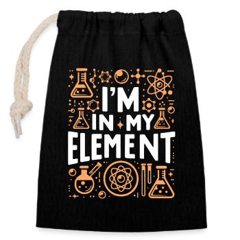 Chimiste Chimie Science Atome Molécule - Sac cadeau en coton avec cordon (14 x 20 cm) - noir - Devant