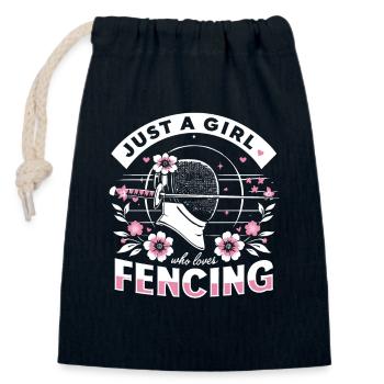 Fencing Fencers - Closable cotton gift bag (14x20cm) - navy - Front