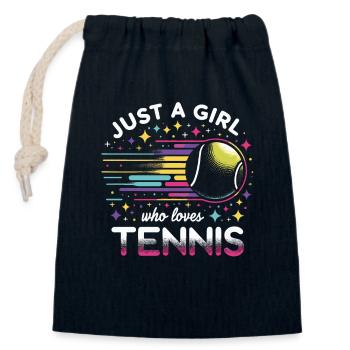 Joueur de tennis - Sac cadeau en coton avec cordon (14 x 20 cm) - bleu marine - Devant