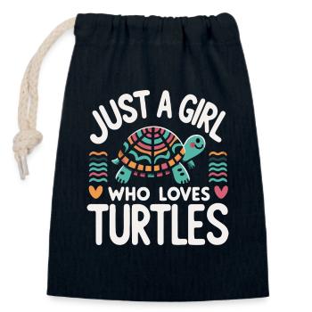 Turtle Sea Turtle Turtle Animal - Closable cotton gift bag (14x20cm) - navy - Front