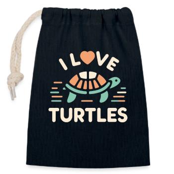 Turtle Sea Turtle Turtle Animal - Closable cotton gift bag (14x20cm) - navy - Front