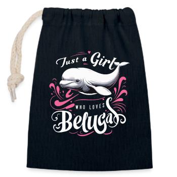 Béluga Béluga Océan Bélugas Baleines - Sac cadeau en coton avec cordon (14 x 20 cm) - bleu marine - Devant