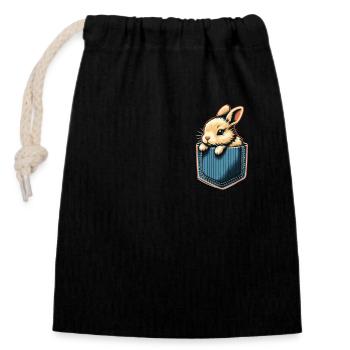 Lapin, Lapin, Animal, Animal De Compagnie, Lapins - Sac cadeau en coton avec cordon (14 x 20 cm) - noir - Devant