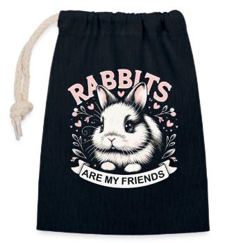 Lapin, Lapin, Animal, Animal De Compagnie, Lapins - Sac cadeau en coton avec cordon (14 x 20 cm) - bleu marine - Devant