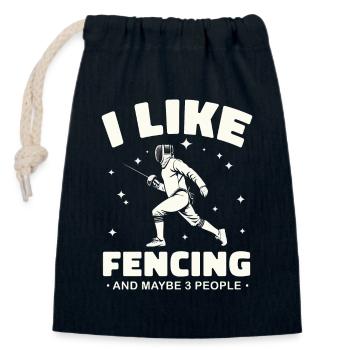 Fencing Fencer - Closable cotton gift bag (14x20cm) - navy - Front