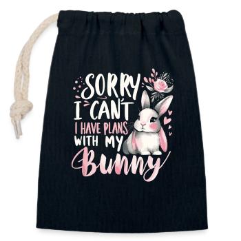 Lapin, Lapin, Animal, Animal De Compagnie, Lapins - Sac cadeau en coton avec cordon (14 x 20 cm) - bleu marine - Devant