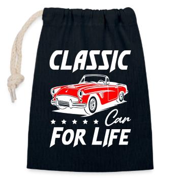 Classic Car For Life - Verschließbarer Geschenkbeutel aus Baumwolle (14x20cm) - Navy - Vorne