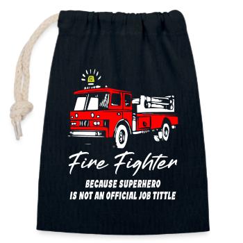 Firefighter Superhero - Closable cotton gift bag (14x20cm) - navy - Front