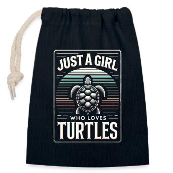Turtle Sea Turtle Turtle Animal - Closable cotton gift bag (14x20cm) - navy - Front