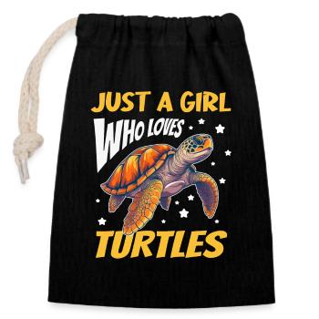 Turtle Sea Turtle Turtle Animal - Closable cotton gift bag (14x20cm) - black - Front