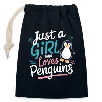 Pinguin Pinguine Tier - Verschließbarer Geschenkbeutel aus Baumwolle (14x20cm) - Navy - Vorne