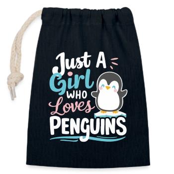 Pinguin Pinguine Tier - Verschließbarer Geschenkbeutel aus Baumwolle (14x20cm) - Navy - Vorne