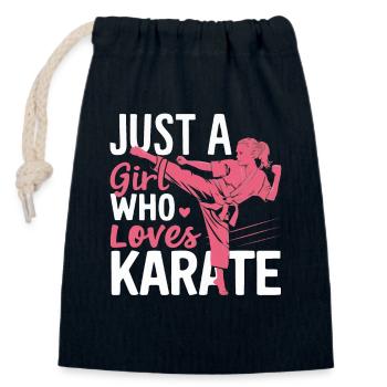 Karate Karatekämpfer Kampfkunst - Verschließbarer Geschenkbeutel aus Baumwolle (14x20cm) - Navy - Vorne