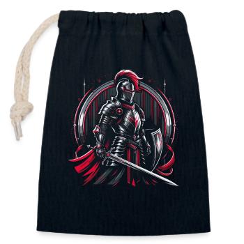 Deus Vult Crusader Knights Templar Middle Ages - Closable cotton gift bag (14x20cm) - navy - Front
