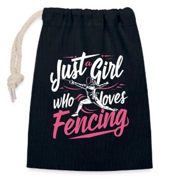 Fencing Fencer - Closable cotton gift bag (14x20cm) - navy - Front