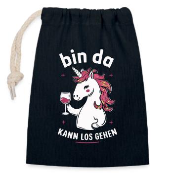 Unicorn Unicorns Mythical Creatures Mystical - Closable cotton gift bag (14x20cm) - navy - Front