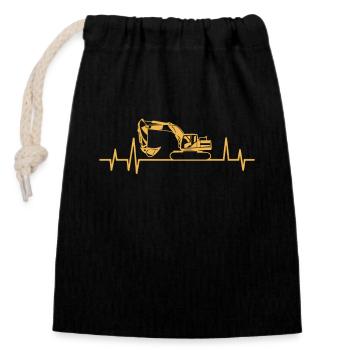 Conducteur d’excavatrice Ouvrier du bâtiment Chantier Machine de construction - Sac cadeau en coton avec cordon (14 x 20 cm) - noir - Devant