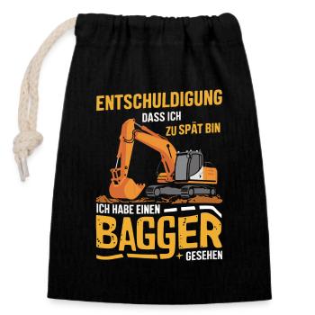 Baggerfahrer Bauarbeiter Baustelle Baumaschine - Verschließbarer Geschenkbeutel aus Baumwolle (14x20cm) - Schwarz - Vorne