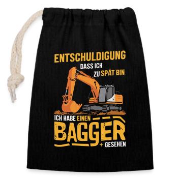 Baggerfahrer Bauarbeiter Baustelle Baumaschine - Verschließbarer Geschenkbeutel aus Baumwolle (14x20cm) - Schwarz - Vorne