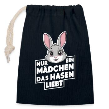 Bunny Bunnies Lapin Animal de compagnie - Sac cadeau en coton avec cordon (14 x 20 cm) - bleu marine - Devant