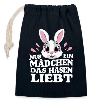 Bunny Bunnies Lapin Animal de compagnie - Sac cadeau en coton avec cordon (14 x 20 cm) - bleu marine - Devant