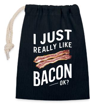 Bacon Frühstück Speck - Verschließbarer Geschenkbeutel aus Baumwolle (14x20cm) - Navy - Vorne
