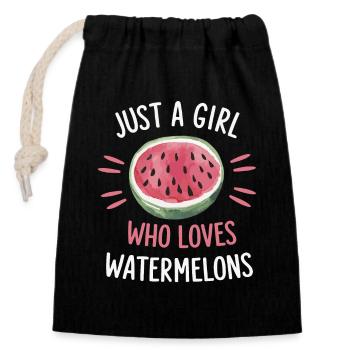Wassermelone Melonenfrucht - Verschließbarer Geschenkbeutel aus Baumwolle (14x20cm) - Schwarz - Vorne
