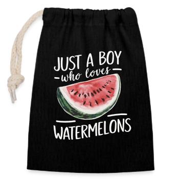 Wassermelone Melonenfrucht - Verschließbarer Geschenkbeutel aus Baumwolle (14x20cm) - Schwarz - Vorne