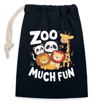 Animaux du zoo Gardien de zoo - Sac cadeau en coton avec cordon (14 x 20 cm) - bleu marine - Devant