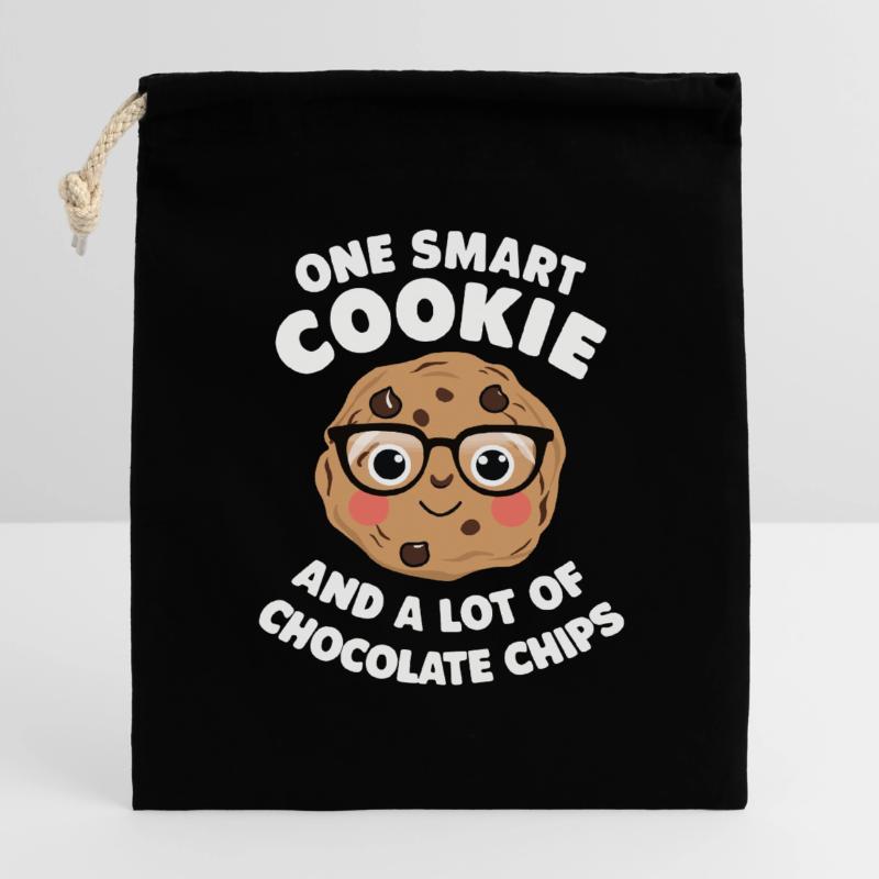 Cookies Biscuits Biscuits Biscuits Chocolat Sac cadeau en coton avec cordon (14 x 20 cm)