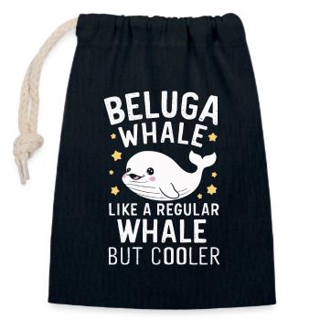 Béluga Océan Bélugas Baleines - Sac cadeau en coton avec cordon (14 x 20 cm) - bleu marine - Devant
