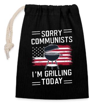 Grill Grilling Griller BBQ Barbecue - Closable cotton gift bag (14x20cm) - black - Front