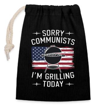 Grill Grilling Griller BBQ Barbecue - Closable cotton gift bag (14x20cm) - black - Front