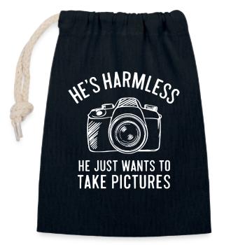 photography camera photographer photo cameraman - Closable cotton gift bag (14x20cm) - navy - Front