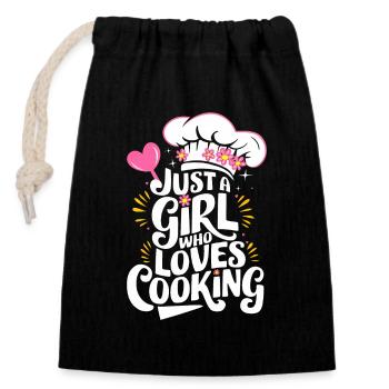 Chef cuisinier Cheff Bäker - Sac cadeau en coton avec cordon (14 x 20 cm) - noir - Devant