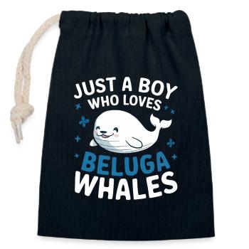 Béluga Océan Bélugas Baleines - Sac cadeau en coton avec cordon (14 x 20 cm) - bleu marine - Devant