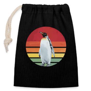 Pinguin Pinguine Tier - Verschließbarer Geschenkbeutel aus Baumwolle (14x20cm) - Schwarz - Vorne