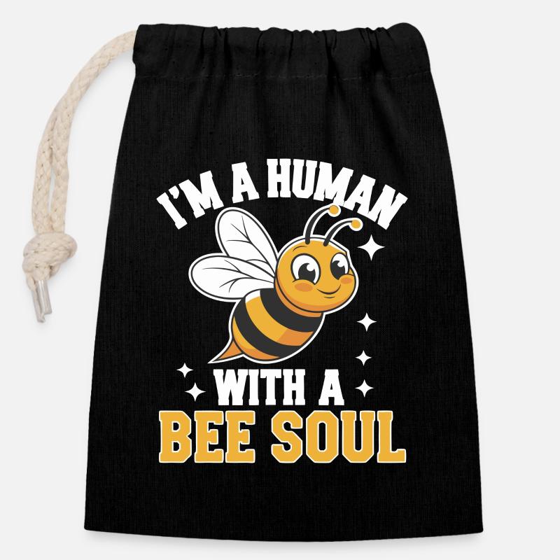 Honning bie birøkter bier bie - Gavepose av bomull med lukkemekanisme (14x20cm) - svart