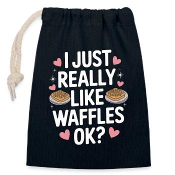 Waffles Breakfast Sweets - Closable cotton gift bag (14x20cm) - navy - Front
