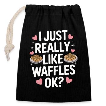 Waffles Breakfast Sweets - Closable cotton gift bag (14x20cm) - black - Front