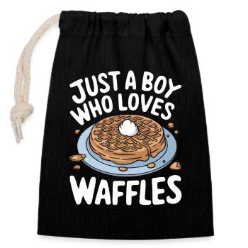 Waffles Breakfast Sweets - Closable cotton gift bag (14x20cm) - black - Front