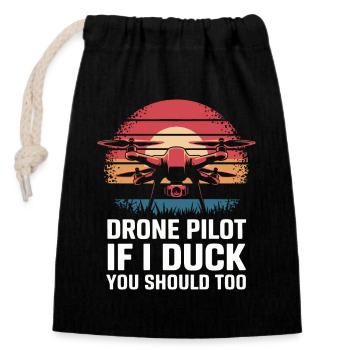 Drones Pilot Quadcopter Drone - Closable cotton gift bag (14x20cm) - black - Front