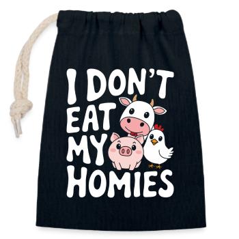 Vegetarian Vegan Veggie Vegetarian - Closable cotton gift bag (14x20cm) - navy - Front