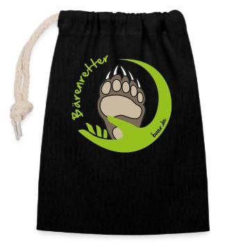 Logo Bärenretter coloré - Sac cadeau en coton avec cordon (14 x 20 cm) - noir - Devant