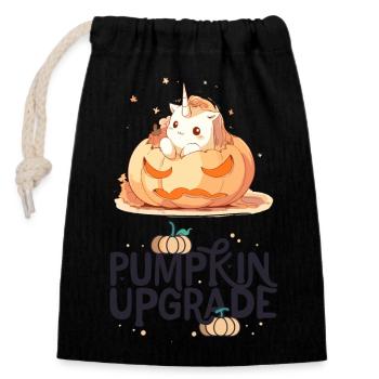 Unicorn lovers beware - ''Pumpkin Upgrade'' - Closable cotton gift bag (14x20cm) - black - Front