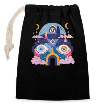Psychedelic robot - Closable cotton gift bag (14x20cm) - black - Front