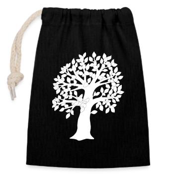 Weißer Baum - Verschließbarer Geschenkbeutel aus Baumwolle (14x20cm) - Schwarz - Vorne