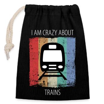 Train Railway Railroad Worker Trains Train Driver - Closable cotton gift bag (14x20cm) - black - Front