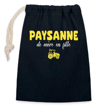 Tracteur paysanne de mère en fille agricultrice - Sac cadeau en coton avec cordon (14 x 20 cm) - bleu marine - Devant
